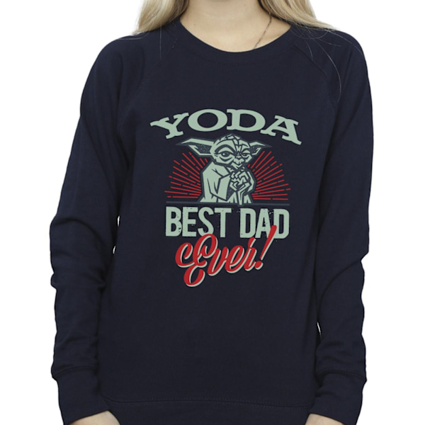 Star Wars Dam/Damer Mandalorian Yoda Pappa Sweatshirt S Marinblå Navy Blue S