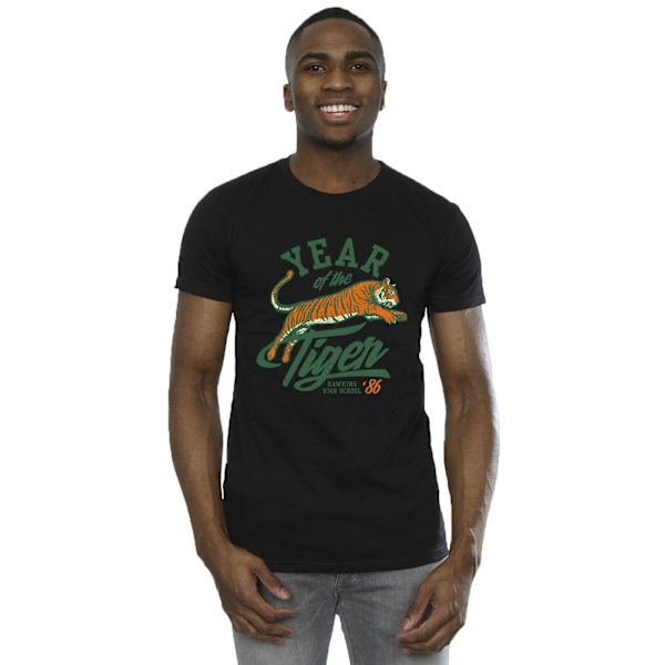 Netflix Mens Stranger Things Hawkins Year of The Tiger 86 T-Shirt Black L