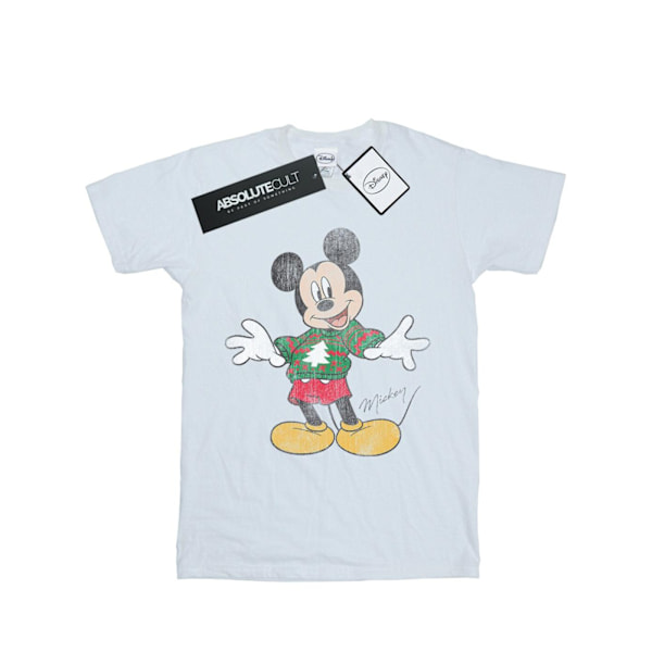 Disney Dam/Damer Mickey Mouse Jultröja Bomull Pojkvän White XL