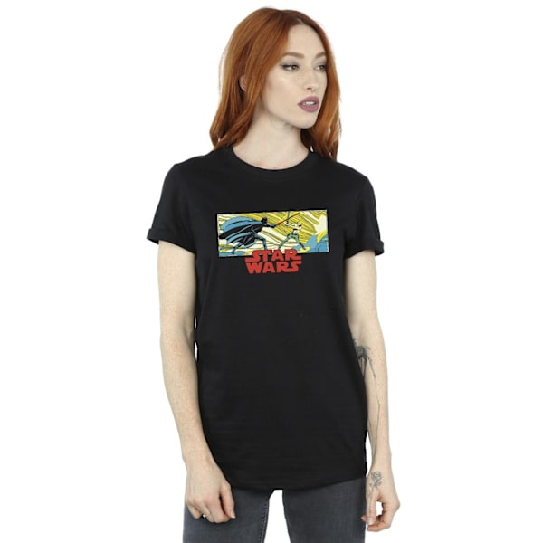 Star Wars Dam/Damer Comic Strip Luke Och Vader Bomull Pojkvän T-shirt Black XL