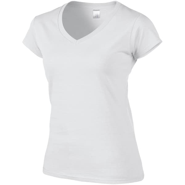 Gildan Dam/Dam Mjuk V-ringad T-shirt M Vit White M