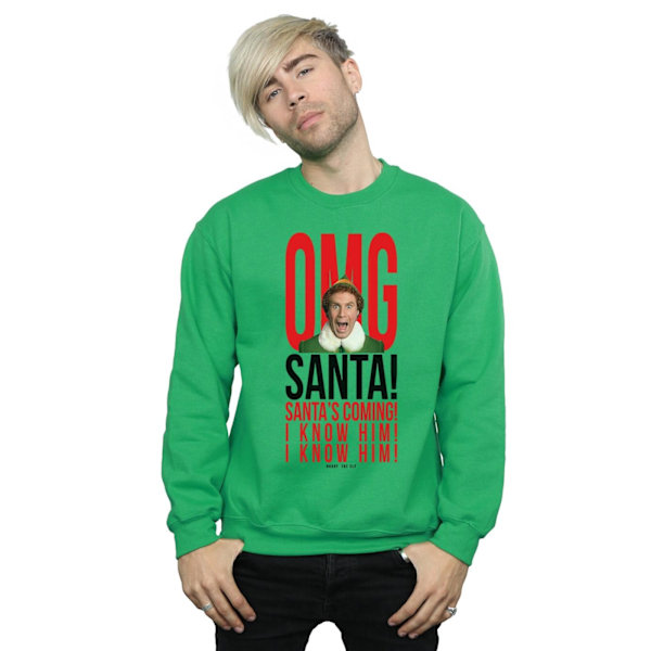 Elf Herr OMG Santa I Know Him Sweatshirt M Irländsk Grön Irish Green M