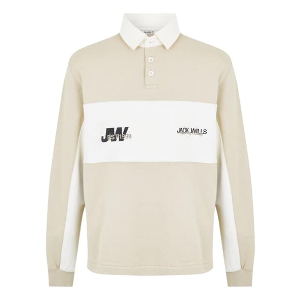 Jack Wills Herr Logotyp Rugbytröja med Avslappnad Passform M Kitt Putty M