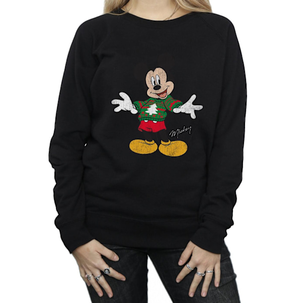 Disney Dam/Kvinnor Musse Pigg Jultröja Sweatshirt M Black M