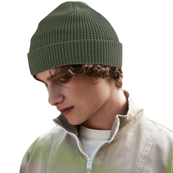 Beechfield Waffle Ekologisk Bomullsluva En Storlek Olivgrön Olive Green One Size