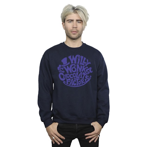 Willy Wonka & The Chocolate Factory Herr Sweatshirt med tryckt logotyp Navy Blue S