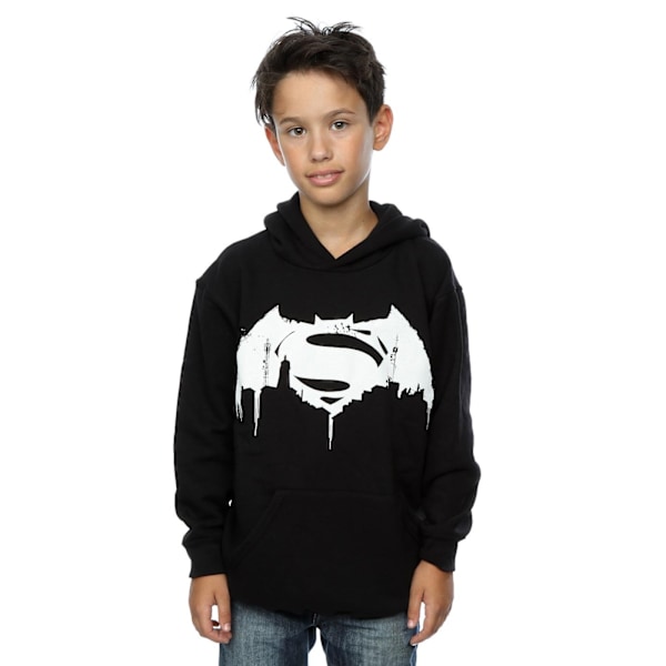 DC Comics Boys Batman v Superman Beaten Logo Hoodie 12-13 år Black 12-13 Years