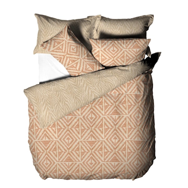Furn Tanza Global Geometrisk Påslakan Set Enkelsäng Terrakotta Terracotta Single