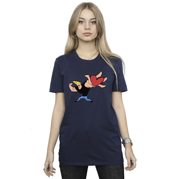 Johnny Bravo Dam/Damer Hjärta Present Bomull Boyfriend T-shirt Navy Blue M