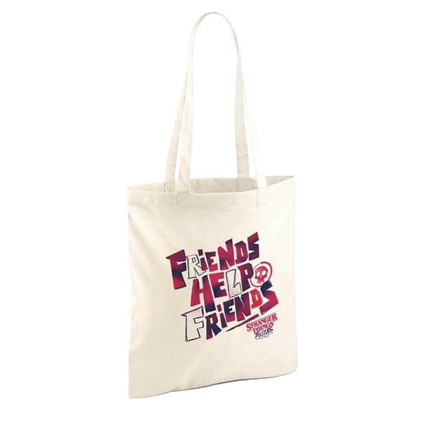 Stranger Things: Tales from ´85 Friends Help Friends tygväska O Natural One Size