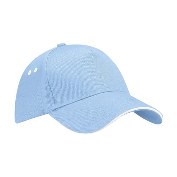 Beechfield Ultimate 5 Panel Sandwich Peak Baseballkeps En Storlek Sky Blue/White One Size