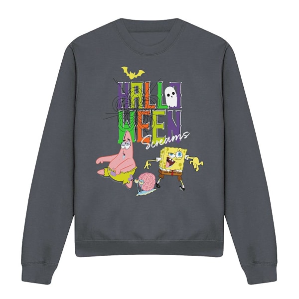 SvampBob Fyrkant Unisex Vuxen Skriker Halloween Sweatshirt Charcoal XXL