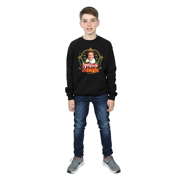 Elf Boys Buddy Smiling Sweatshirt 7-8 år Svart Black 7-8 Years