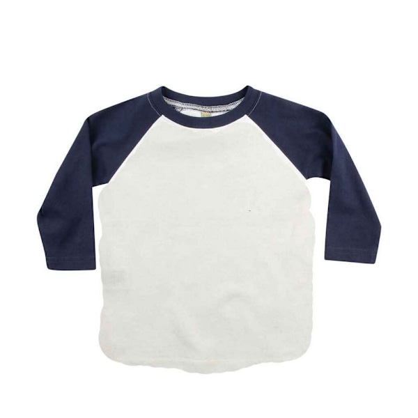 Larkwood Barnkläder/Barn Långärmad Baseball T-Shirt 12-18 Mon White/Navy 12-18 Months