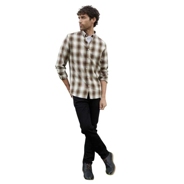Threadbare Herr Rutig Regular Skjorta XL Choklad Chocolate XL