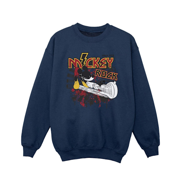 Disney Girls Mickey Mouse Smash Guitar Rock Sweatshirt 7-8 år Navy Blue 7-8 Years