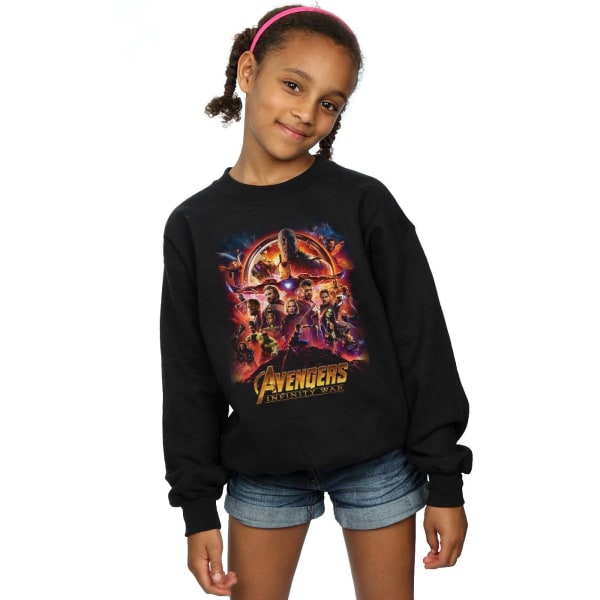 Marvel Girls Avengers Infinity War Film Affisch Sweatshirt 9-11 Black 9-11 Years