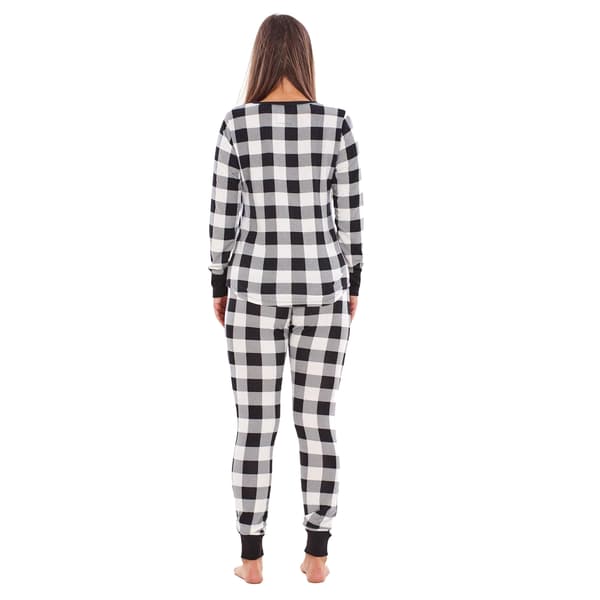 Keanu Dam Buffalo Check Termisk Lång Pyjamas Set M Bla Black/White M