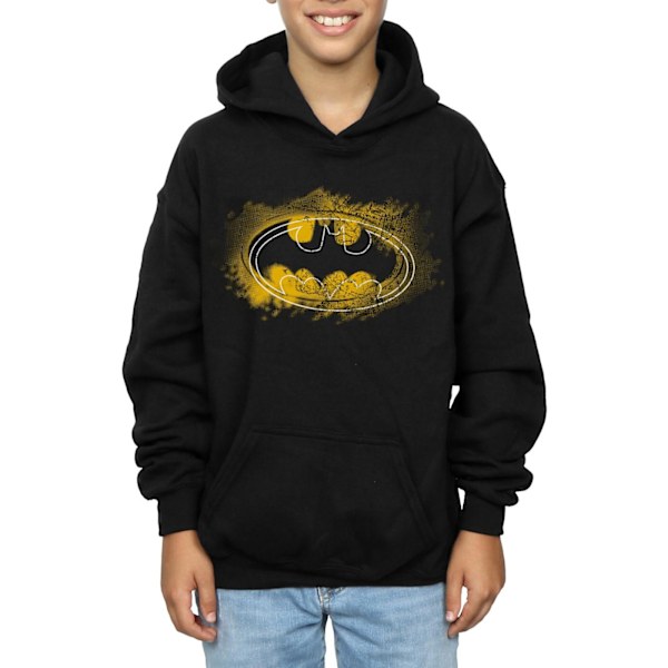 DC Comics Boys Batman Spray Logo Hoodie 12-13 år Svart Black 12-13 Years