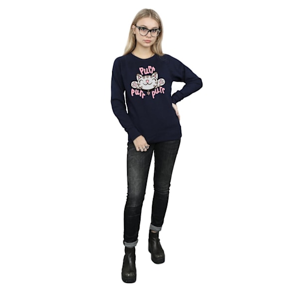 Big Bang Theory Dam/Kvinnor Mjuk Kitty Purr Sweatshirt M Marinblå Navy Blue M