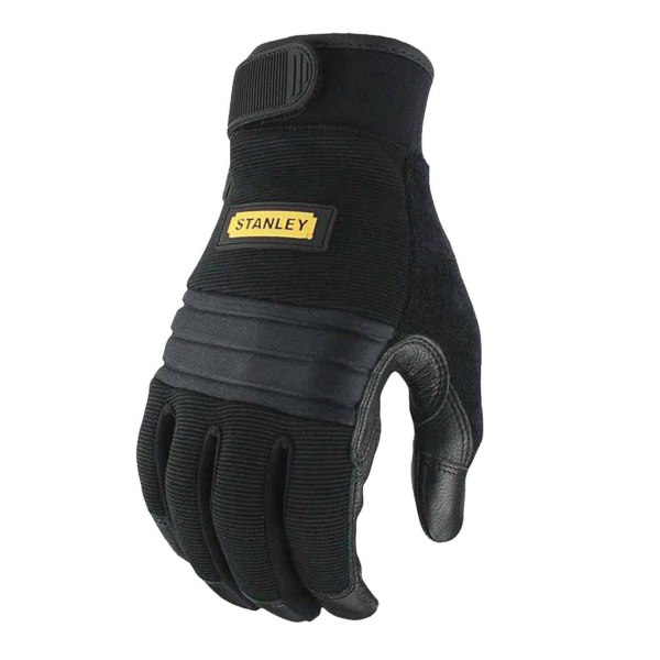 Stanley Unisex Vuxen Läder Handflata Säkerhetshandskar L Svart Black L