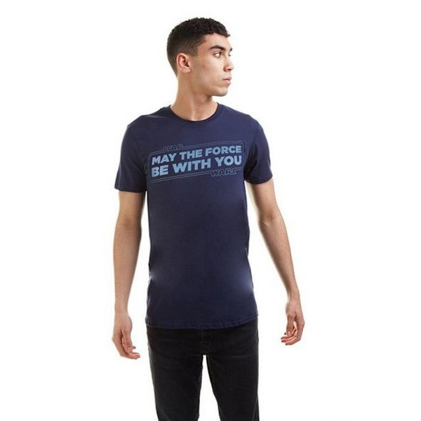 Star Wars T-shirt för män May The Force Be With You M Navy/Light B Navy/Light Blue M