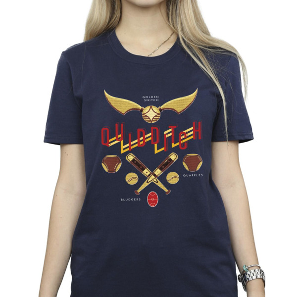 Harry Potter Dam/Kvinnor Quidditch Golden Snitch Bomull Boyfriend T-Shirt Navy Blue S