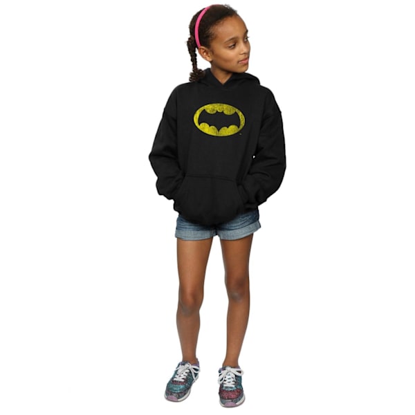 DC Comics Girls Batman TV-serie Distressed Logo Hoodie 7-8 år Black 7-8 Years