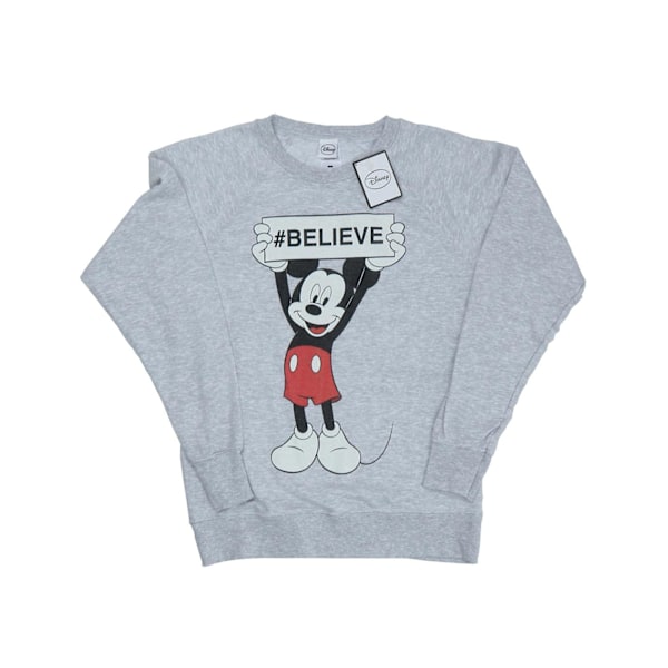 Disney Dam/Kvinnor Mickey Mouse Believe Sweatshirt L Heather Heather Grey L
