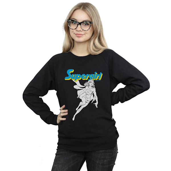 DC Comics Dam/Kvinnor Supergirl Mono Action Pose Sweatshirt M Black M