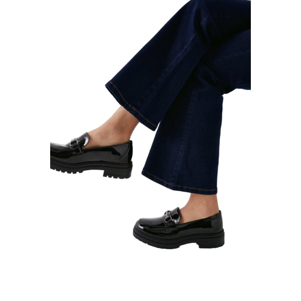 Dorothy Perkins Dam/Dam Liza Patent PU Chunky Heel Loafer True Black 6 UK