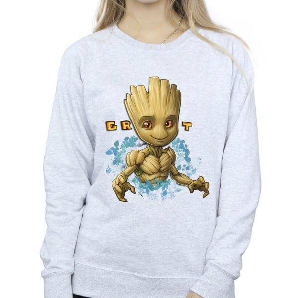 Guardians Of The Galaxy Dam/Ladies Groot Flowers Sweatshirt Sports Grey XXL
