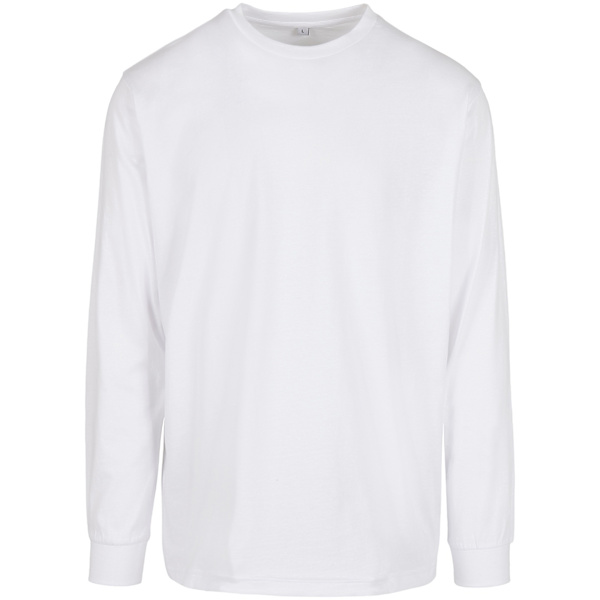 Bygg ditt varumärke Herr ekologisk sweatshirt med ribbad manschett M Vit White M