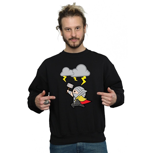 Marvel Herr Kawaii Thor God Of Thunder Sweatshirt L Svart Black L