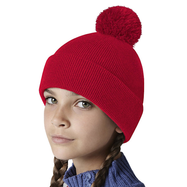 Beechfield Barn/Barn Original Pom Pom Beanie En Storlek Klassisk Röd Classic Red One Size