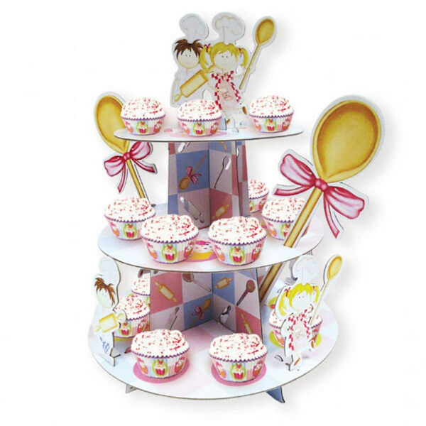 Little Cooks 3-vånings cupcake-ställ i flera färger Multicoloured One Size