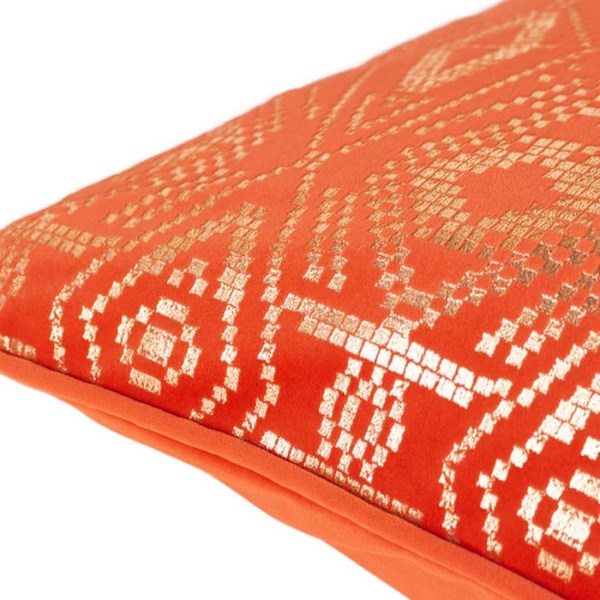 Paoletti Tayanna Kuddfodral i Sammet med Metallisk Effekt 50cm x 50cm Papaya Papaya 50cm x 50cm
