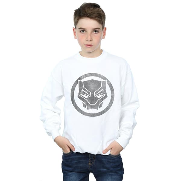 Marvel Boys Black Panther Distressed Icon Sweatshirt 7-8 år White 7-8 Years