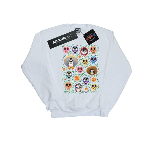 Disney Flickor Coco Heads Mönstrad Tröja 9-11 År Vit White 9-11 Years