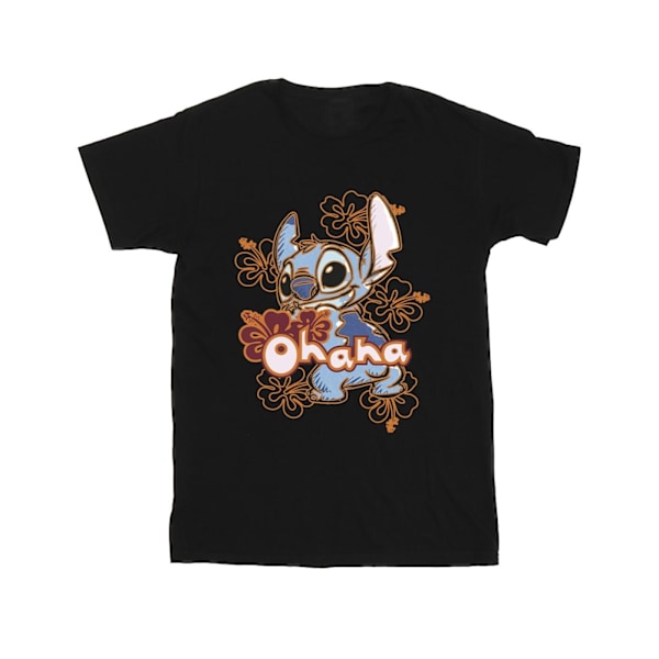 Disney Herr Lilo And Stitch Ohana Orange Hibiscus T-Shirt M Bla Black M