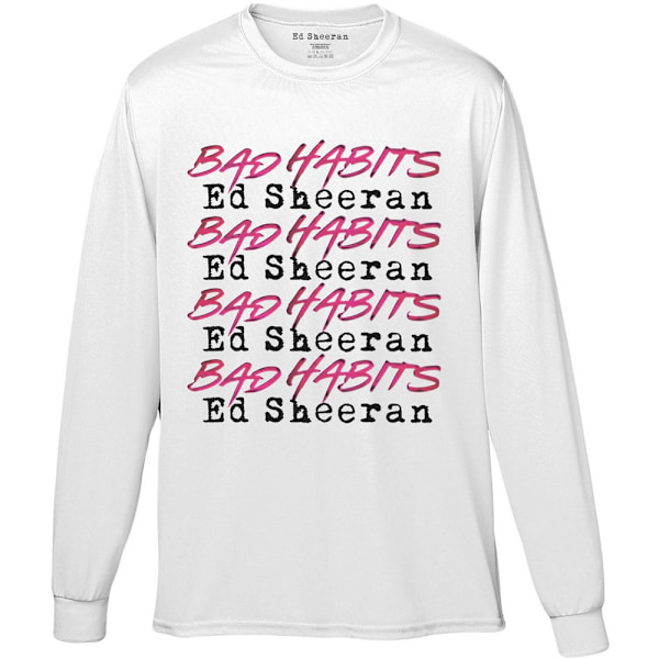 Ed Sheeran Unisex Vuxen Bad Habits Stack Långärmad T-shirt L White L