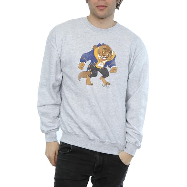 Disney Herr Klassisk Odjuret Sweatshirt L Ljusgrå Heather Grey L