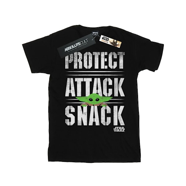 Star Wars Girls The Mandalorian Protect Attack Snack Bomull T-shirt 7-8 år Svart Black 7-8 Years