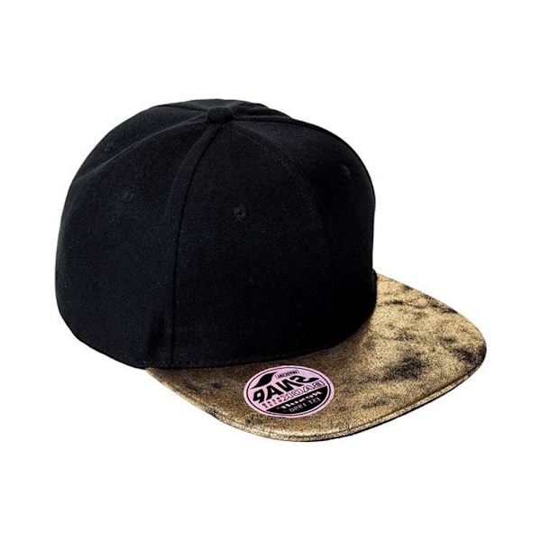 Result Headwear Unisex Vuxen Bronx Glitter Flat Peak Snapback C Black/Gold One Size