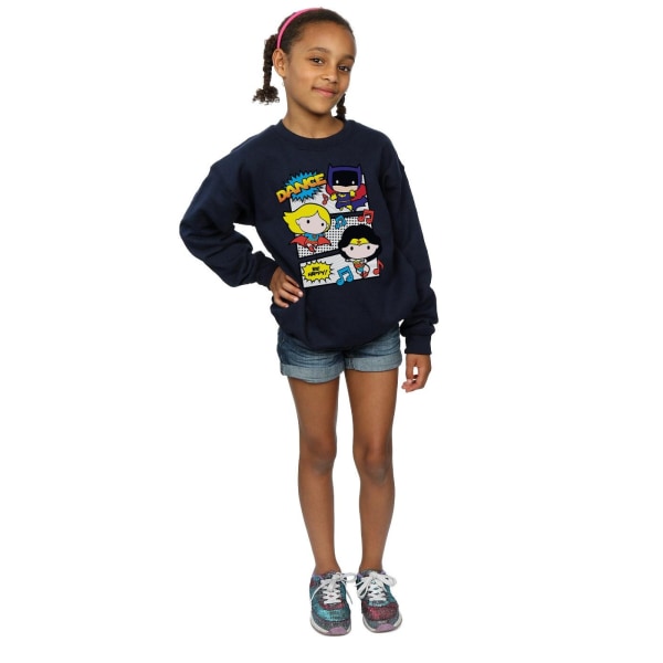 DC Comics Girls Chibi Super Friends Dance Sweatshirt 7-8 år Navy Blue 7-8 Years