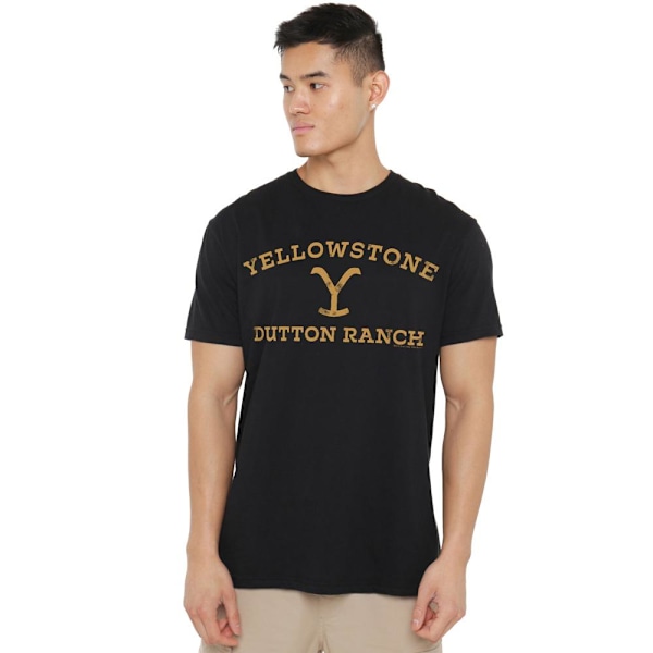 Yellowstone Herr T-shirt med Böjd Logotyp 4XL Svart Black 4XL