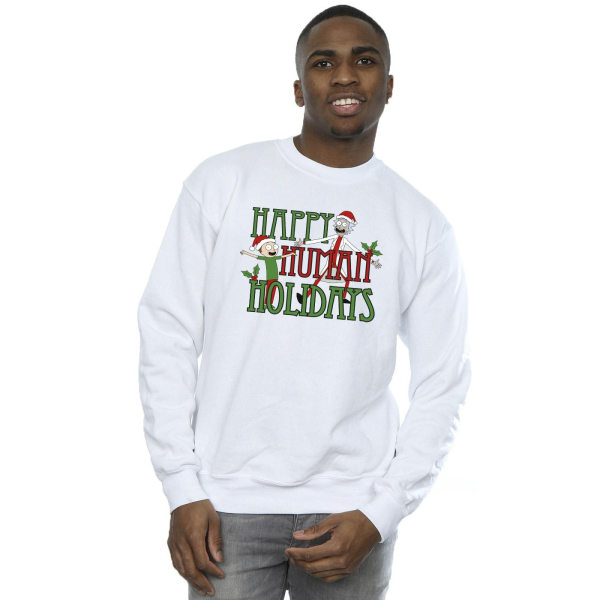 Rick And Morty Mens Happy Human Holidays Sweatshirt XL Vit White XL