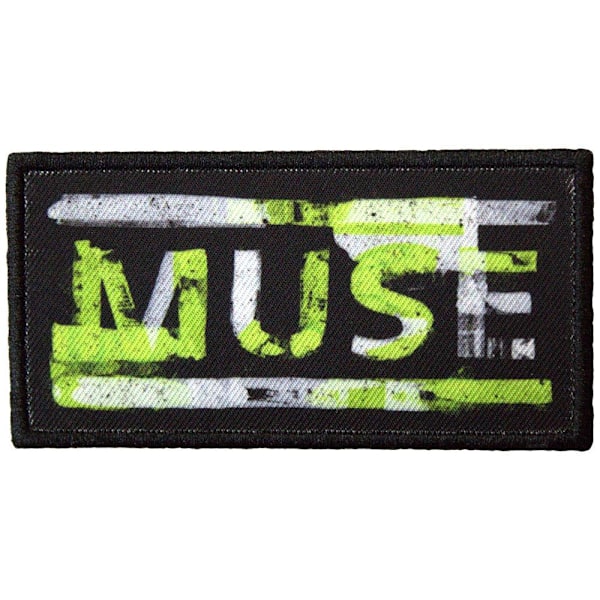 Muse Vävd Distressed Logotyp Strykjärnslapp En Storlek Svart/Vit/N Black/White/Neon Green One Size