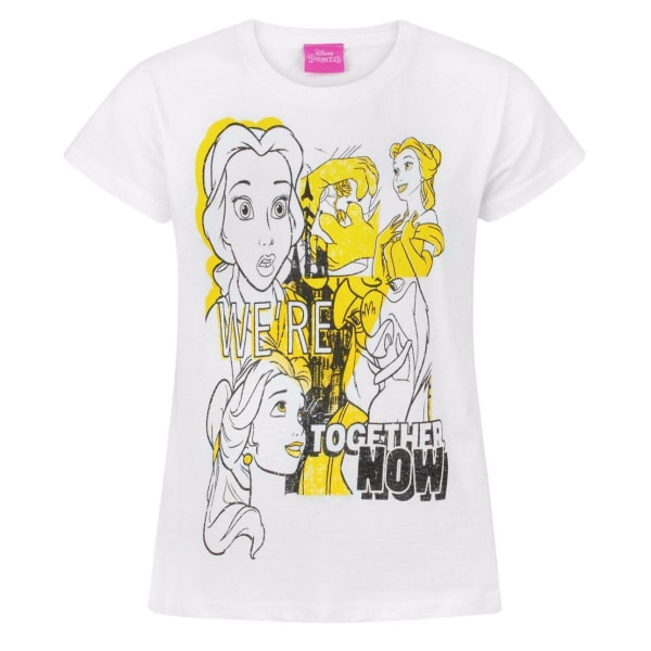 Beauty And The Beast Girls We Are Together Now Belle T-shirt 3- White/Yellow/Black 3-4 Years