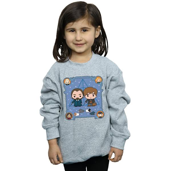 Fantastiska vidunder Girls Chibi Newt och Dumbledore Sweatshirt 9-1 Sports Grey 9-11 Years